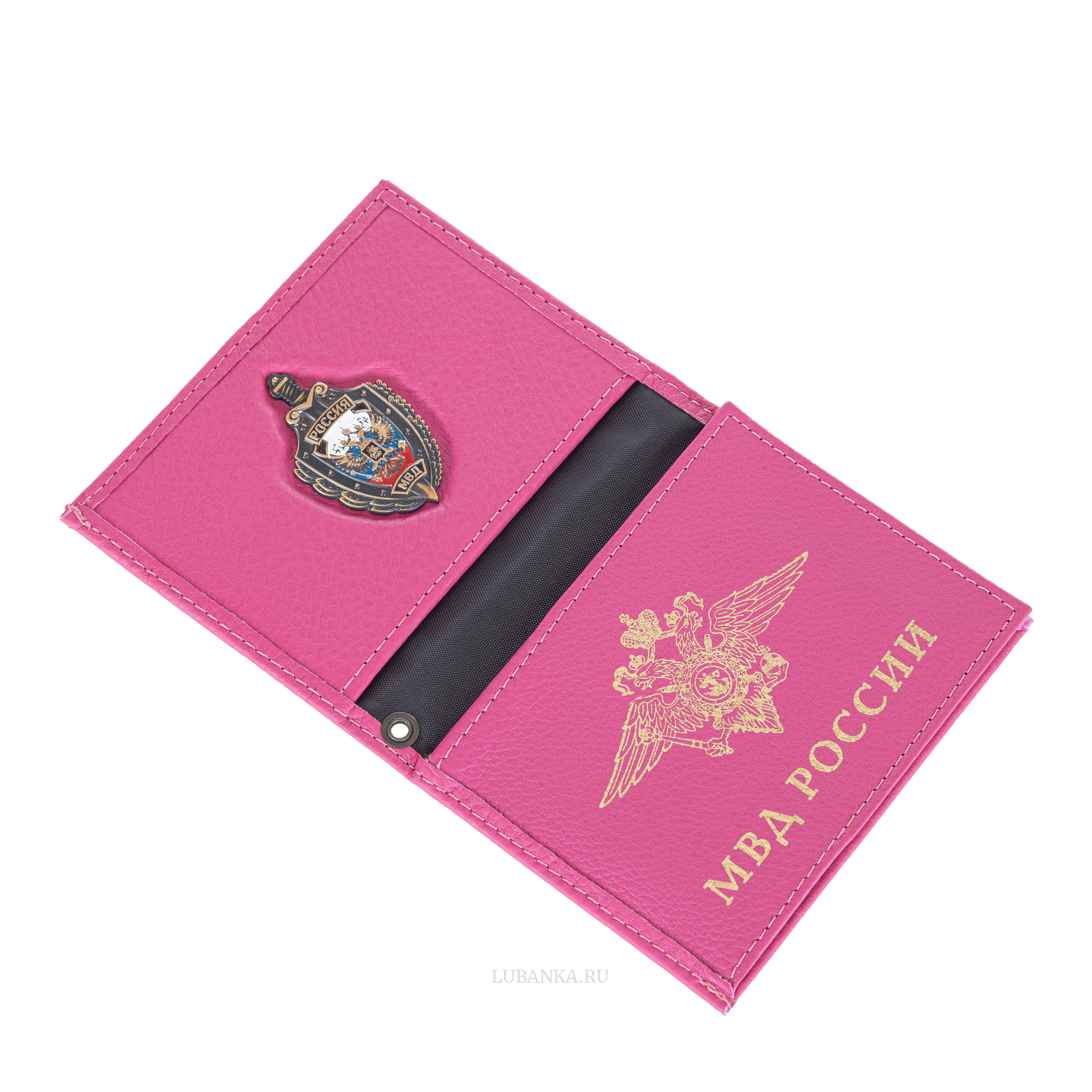 Обложка для удостоверения МВД с жетоном розовая