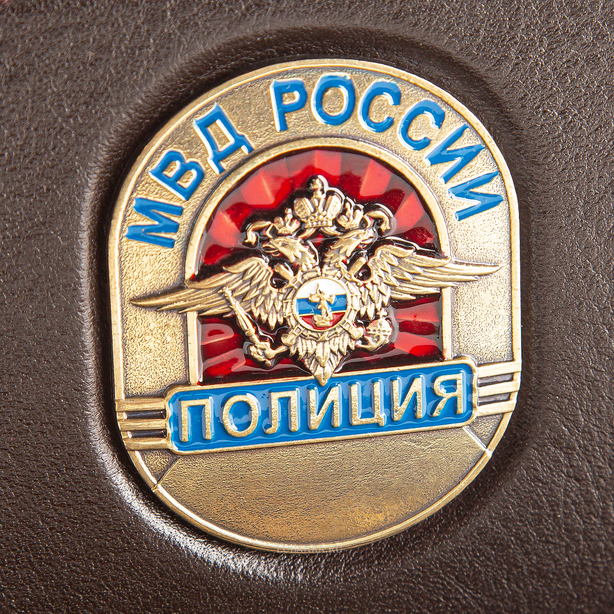 Обложка для удостоверения Полиция с жетоном коричневая